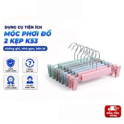 Móc Phơi Đồ 2 Kẹp K53, Móc Kẹp Quần Áo Đa Năng