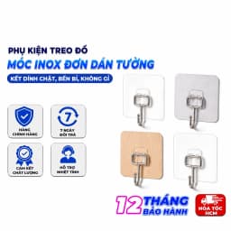 Móc Inox Đơn Dán Tường, Móc Treo Đồ Nhà Bếp Nhà Tắm Tiện Lợi