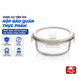 Hộp Thủy Tinh Chịu Nhiệt Borosilicate – Bộ Vuông/Tròn/Chữ Nhật, Nắp Khóa 4 Cạnh, Kín Khít
