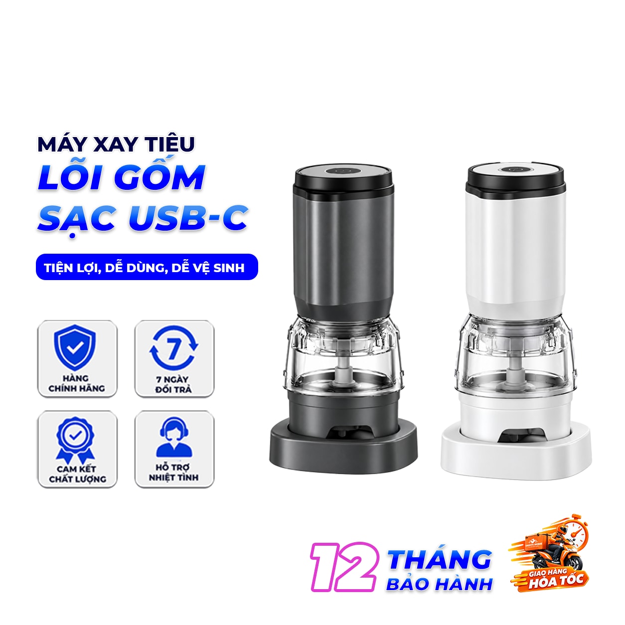Máy Xay Tiêu Điện Đa Năng, Sạc USB