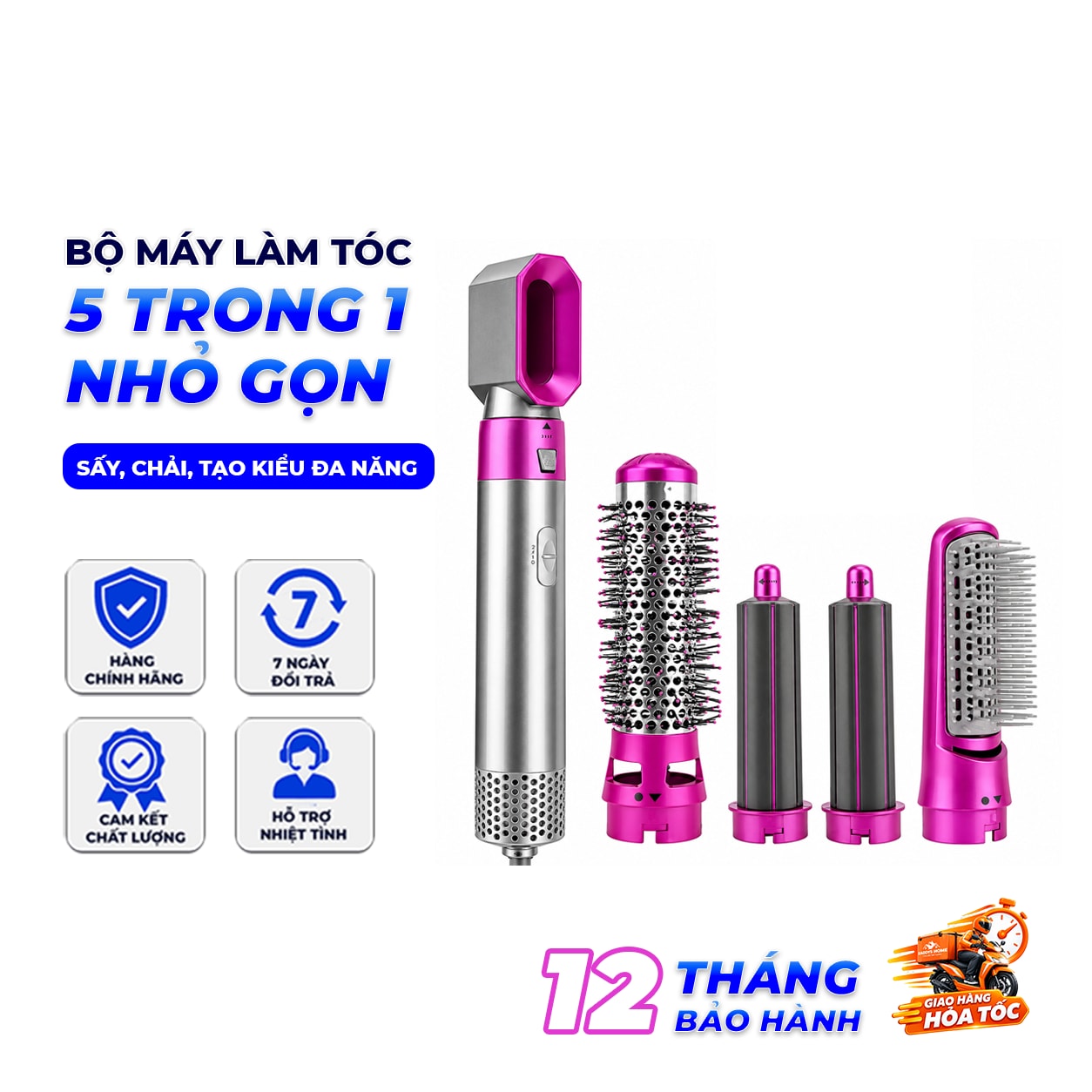 Máy Tạo Kiểu Tóc 5 Trong 1 Hot Air Styler, Máy Sấy Uốn Duỗi Tóc Tạo Kiểu