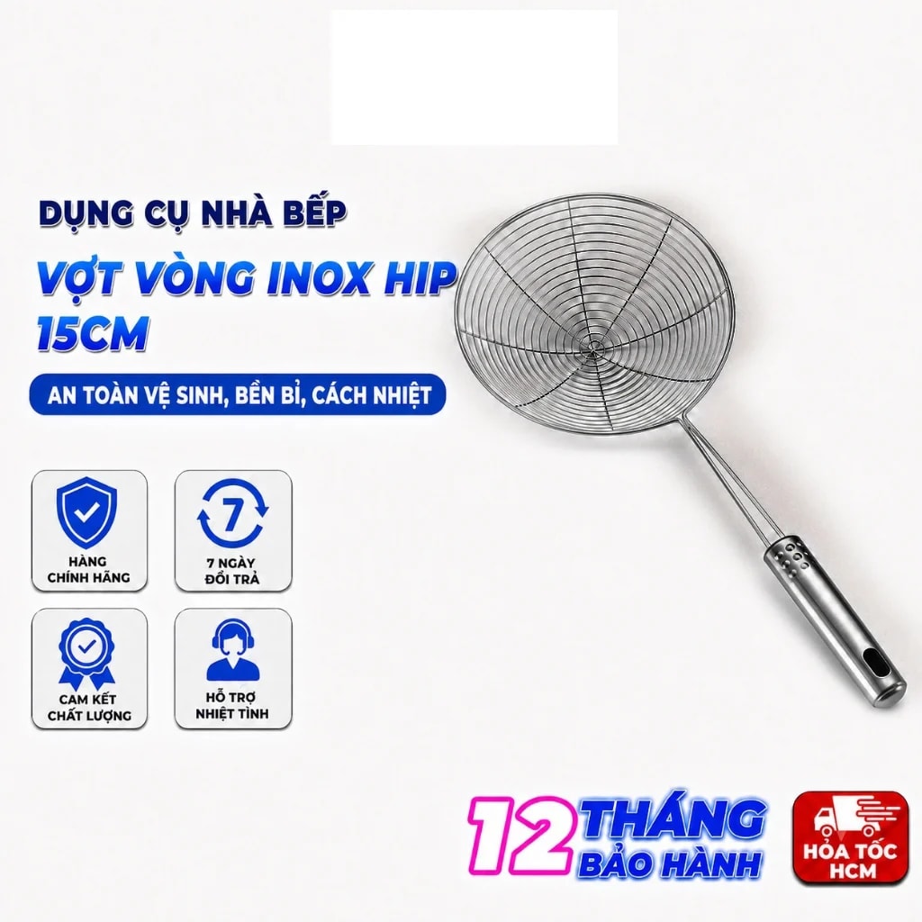 Vợt Vòng Inox HIP 15cm, Vợt Lọc Thực Phẩm Nhà Bếp
