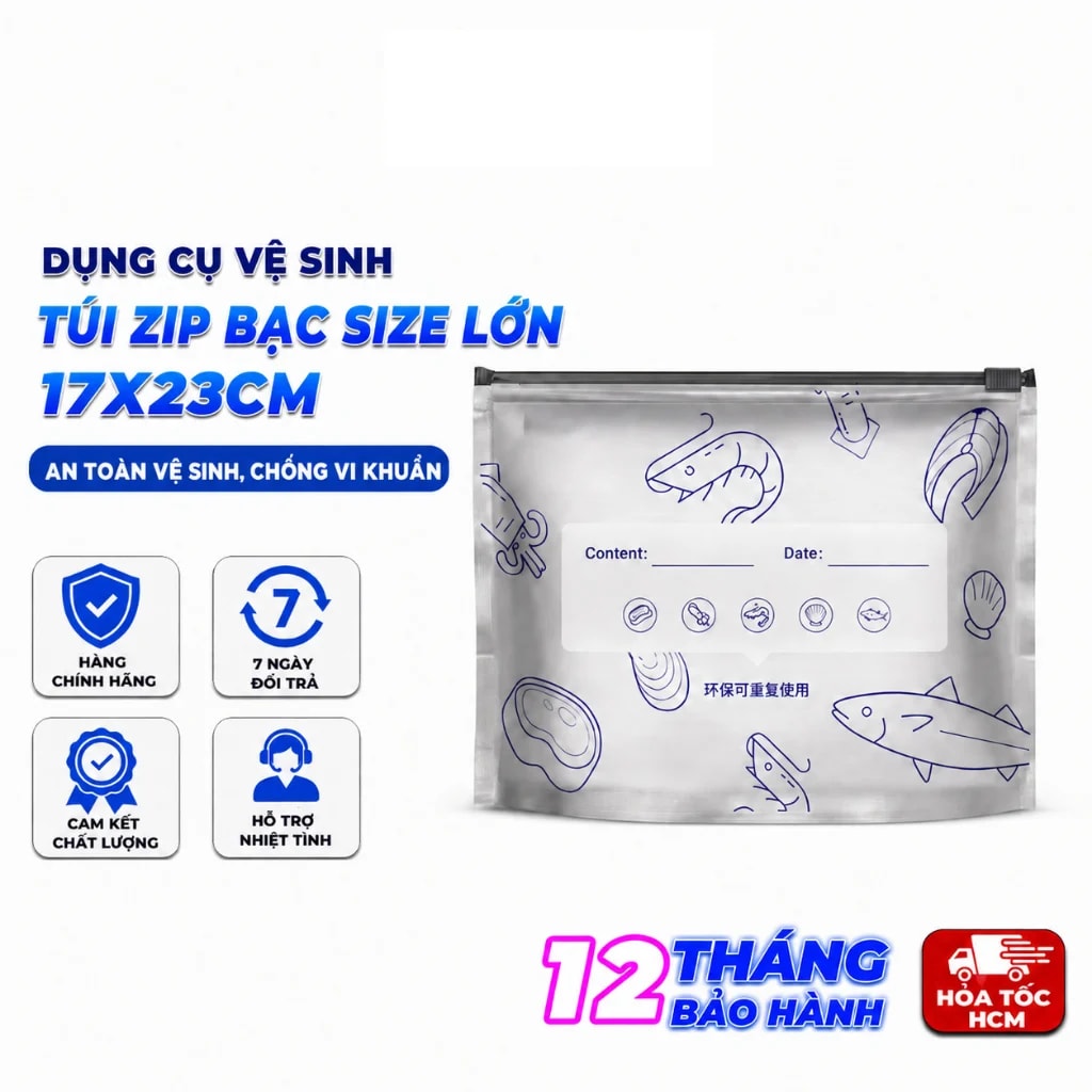 Set 10 Túi Zip Bạc 17x23cm, Túi Bảo Quản Thực Phẩm