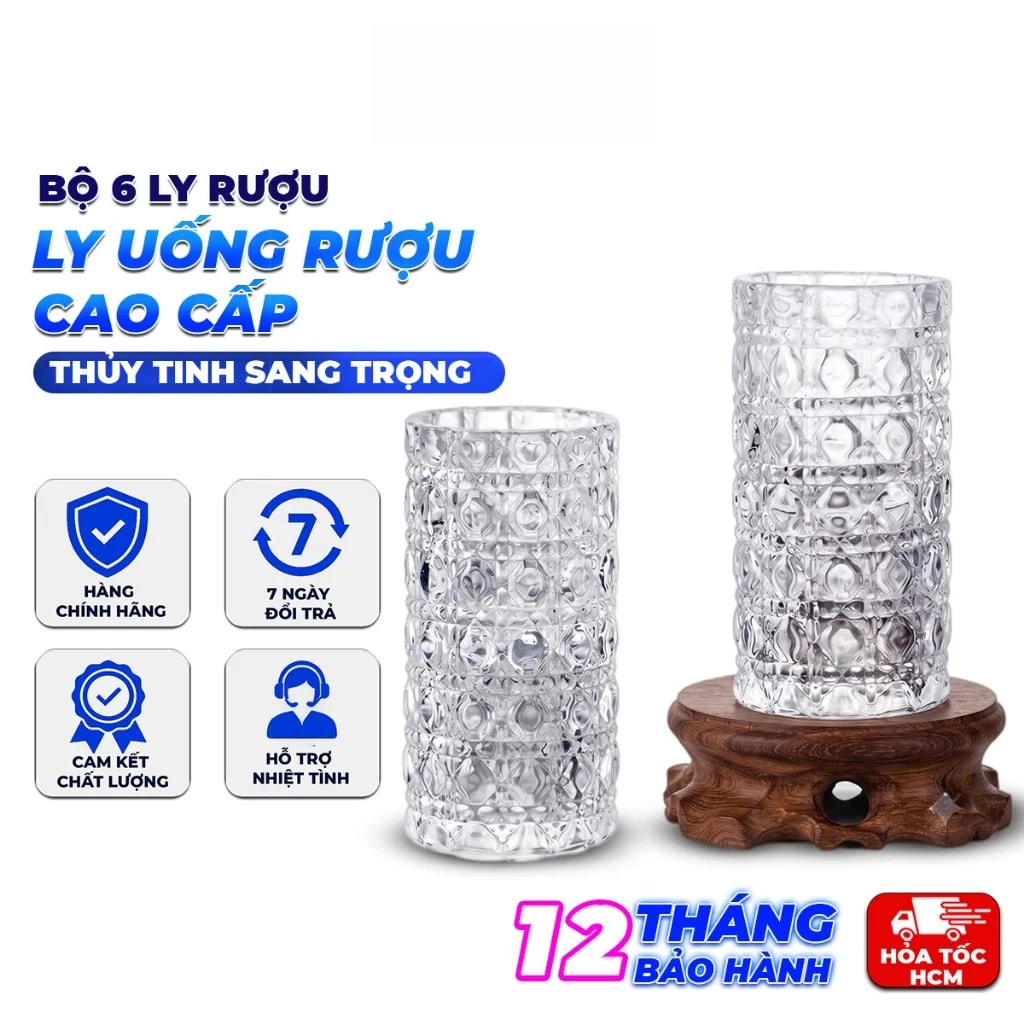 Bộ 6 Ly Thuỷ Tinh Uống Rượu Sang Trọng