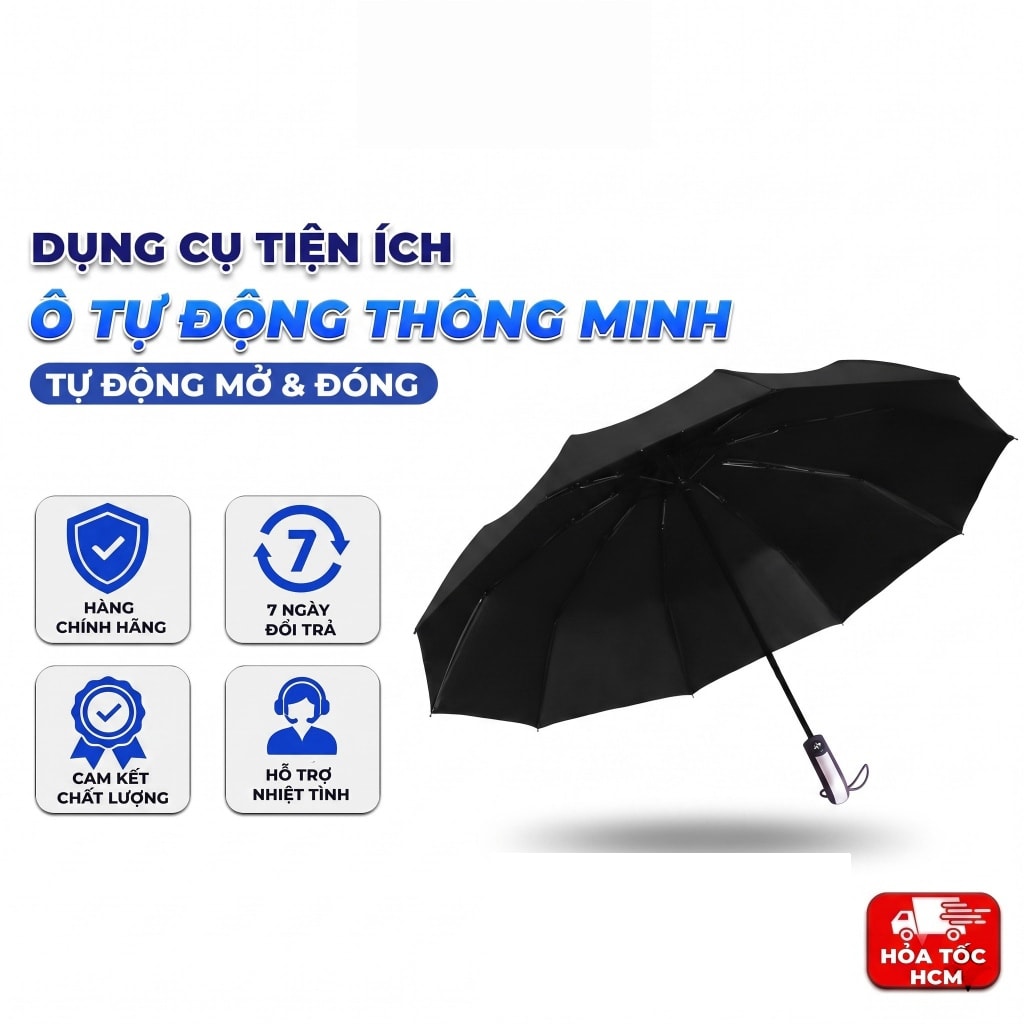 Ô Dù Tự Động 10 Nan HT01, Đóng Mở Tự Động