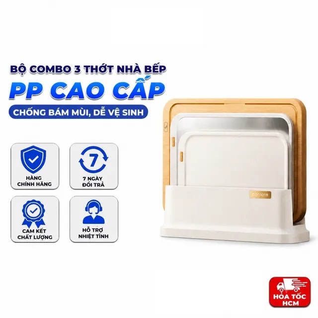 Bộ Combo 3 Thớt Nhà Bếp – Chống Bám Mùi, Dễ Vệ Sinh