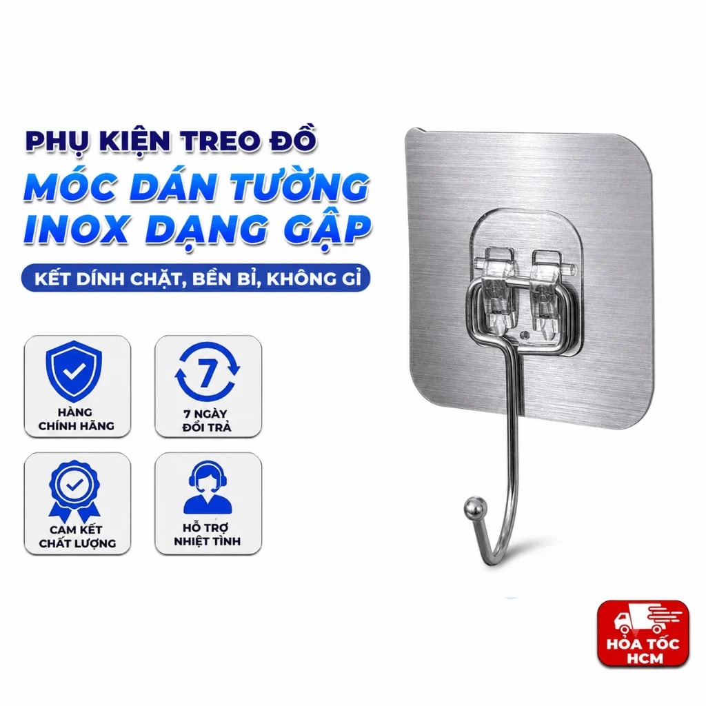 Miếng Dán Tường Móc Inox, Miếng Dán Thay Thế Cho Móc Treo Đồ