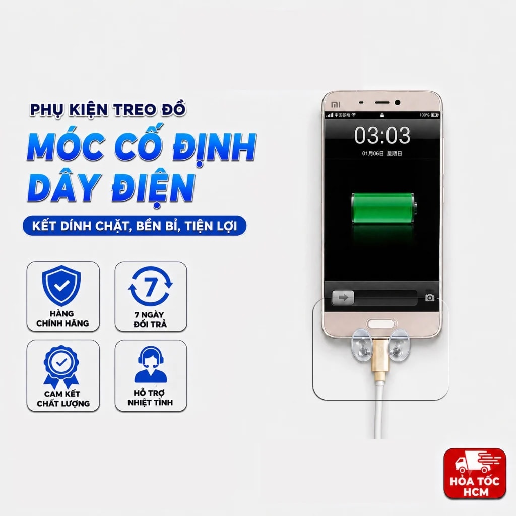 Miếng Dán Treo Đầu Dây Điện Trong Suốt, Dễ Sử Dụng