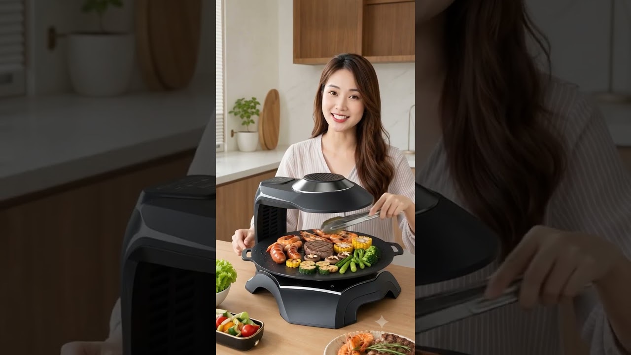 Bếp Nướng Không Khói LVYANG ERGILL, Nướng Xoay 360 Độ, Không Ám Mùi