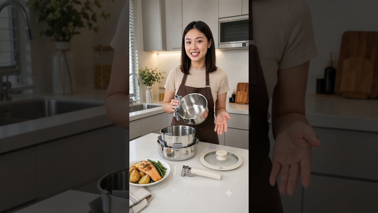 Bộ Nồi Chảo Cán Rời CAROTE inox 304, Siêu Dày